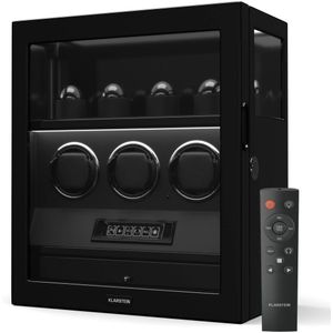 Klarstein Securetouch Watch Winder voor 6 Horloges - Automatische horlogewinder met vingerafdrukslot - Fluisterstille Japanse Motor - LCD-Display en afstandsbediening - LED-Verlichting - Sieradenlade - Zwart