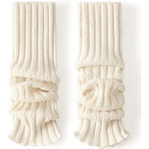 Dameswarmers, lange beenwarmers, gebreide warme manchetten voor dames, wollen gebreide beenwarmers, kniekousen, enkelwarmers voor dames en meisjes, eenheidsmaat - beige