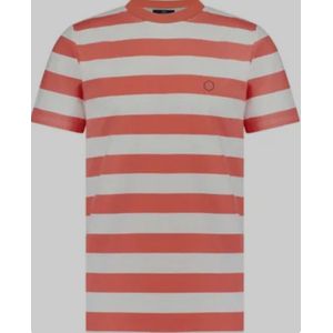 Marco Manzini Tshirt - Rood/ Wit Gestreept - Maat S