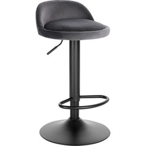 Néos® Velvet Barkruk - Bistro - Verstelbaar - Velours/Metaal - Donkergrijs - 61-82cm