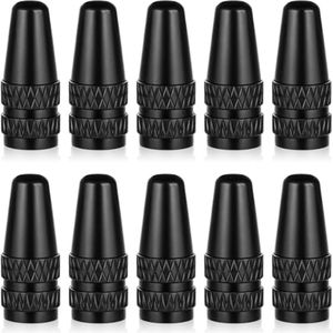 Fietsventieldoppen set van 10 - Zwarte aluminium ventieldoppen voor Franse fietsen - 17 x 6 mm vervangstukken