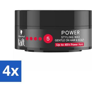 4 x Taft - Power 5 - Styling Wax - Sterke grip met glans - 75 ml - Haarwax - Stylingwax - Taft - Haarstyling - Sterke Hold