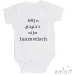 100@ katoenen Romper ""Mijn papa's zijn fantastisch"" Unisex Katoen Wit/grijs Maat 62/68
