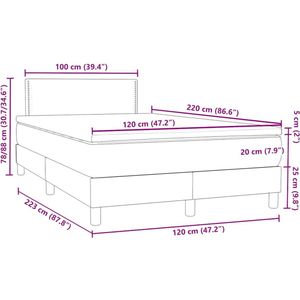 vidaXL - Boxspring - met - matras - fluweel - donkerblauw - 120x220 - cm