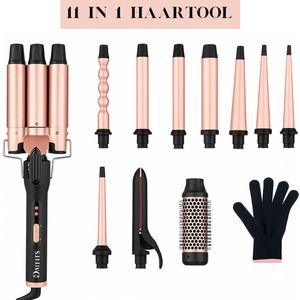 11 - in -1Krultang & Stijltang Set - Keramische Multi Stijlen met 9 opzetstukken - Voor Krullen,Waves & Steil Haar - Inclusief Handschoen Dailies