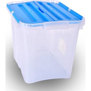 Ruime 24L Blauwe Opbergbox | Transparant, Waterdicht en Stapelbaar met Klapdeksel | Ideaal Woonartikelen voor Slaapkamer, Huishouden en Klussen