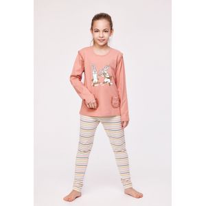 Woody pyjama meisjes/dames - oudroze - haas - 232-10-PLG-S/443 - maat 140