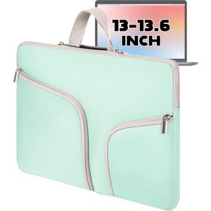 Laptophoes 13,6 inch - Mint Groen - Laptoptas Dames - Waterafstotend - Tas Voor Laptop 13 Inch - Hoes met Ritssluiting