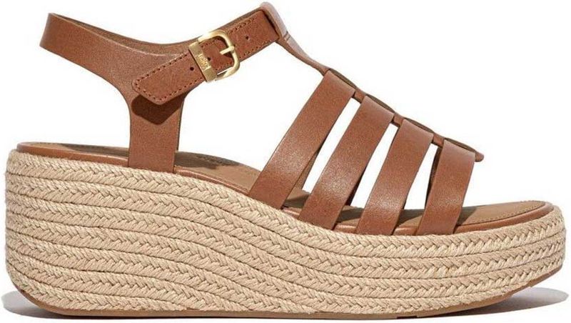 FitFlop - F-Mode Espadrille Leather - Slippers - Zwart - Leer