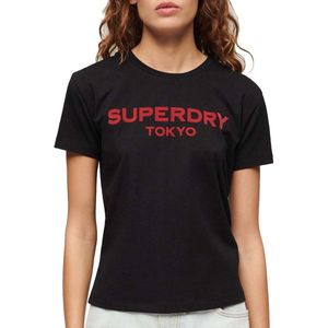 Superdry Sport Luxe Graphic Fitted T-shirt Met Korte Mouwen Zwart M Vrouw