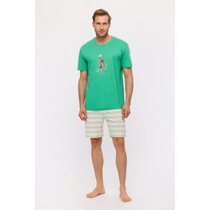 Woody pyjama jongens/heren - groen - leeuw - 241-10-PSS-S/734 - maat XXL