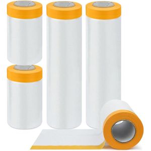 Afdekfolie voor schilderen - 4 rollen - transparant - zelfklevend - met schilderstape - 270 cm + 55 cm Afdekfolie