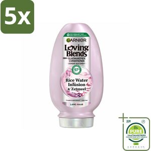 5 x Garnier - Loving Blends Rice Water Infusion - Conditioner - Glans & Zachtheid - Lang Haar - 250 ml - Grootverpakking - Haar Glans - Zachtheid Haar - Conditioner Lang Haar - Rijstwater Haar - Natuurlijke Conditioner