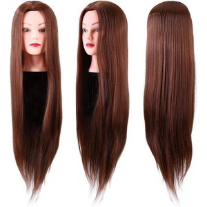 Poppenhoofd met houder voor haarstyling en training - DIY haaraccessoires - Modelhoofd voor haarmodelleringstraining in bruin
