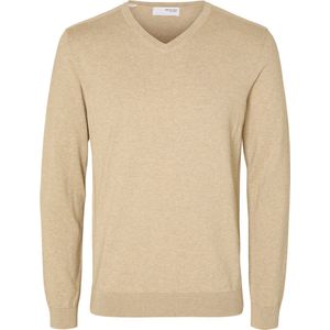 Selected - Heren Sweaters Berg Pullover V-Neck Kelp - Beige - Maat XL