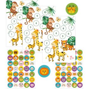 Planner Kind met Stickers - Weekplanner Kind - Huiswerkplanner - Beloningssysteem met Stickers - Planner - Dagplanner - ADHD Kinderen - ADHD - Dagritme - Beloningssysteem - Beloningskalender - Beloningsplanner - Beloningssysteem Jungle