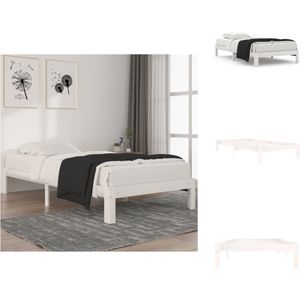 vidaXL Bed - Grenenhout - Eenpersoons - 203.5 x 103.5 x 30 cm - Wit - Bed