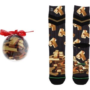 XPOOOS heren giftbox sokken xmas goldbar bauble multi