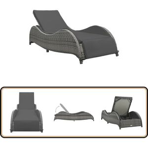 vidaXL Ligbed Poly Rattan Antraciet - Verstelbaar Ligbed - Lounge Chair - Tuinset - Buitendecor - Relaxen