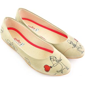 GOBY - Hartje - Ballerinas - Flats - Hoge kwaliteit - Handmade - Meisjesprint - Maat 37