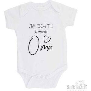 100% katoenen Romper ""JA ECHT!! U wordt Oma"" Jongens Katoen Wit/zwart Maat 56/62