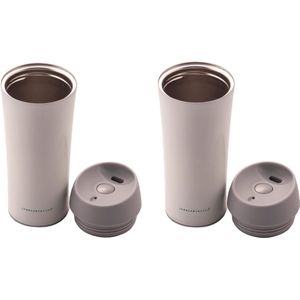 Set van 2 clicktumbler+ 400 ml thermobeker Coffee To Go koffiebeker thermo roestvrij staal
