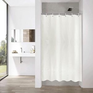Douchegordijn, smal model, voor kleine badkuipen, polyester stof textiel, douchegordijn, met 8 metalen inslagringen, 120 x 200 cm (b x h), kleur Beige