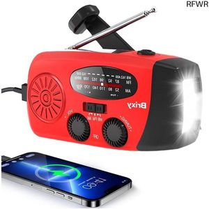 RFWR® Noodradio Met Accu - Draagbare Radio Voor Noodsituaties - Opwindbaar - Solar Oplaadbaar - Zaklamp En Powerbank - Compact En Lichtgewicht
