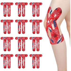 Brenzoos - 12 stuks Rode Spin Kinesiologie Tape voor Knieband Ondersteuning en Comfort tijdens Trainingen