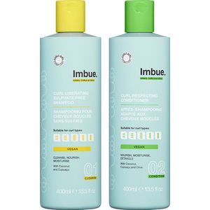 IMBUE Haarverzorgingsset Voor Krullend Haar & Coils - Shampoo & Conditioner - Vegan, Siliconen- & Sulfaatvrij - 2 Stuks