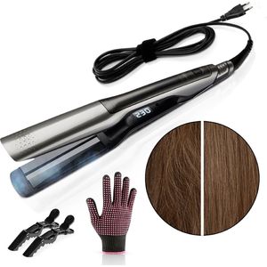 RIBOL stoomstijltang - Stijltang - Krultang - Stoomstijltang - 2 in 1 Stijltang - Professionele Stijltang - Voor Zijdezacht en Glanzend Haar - Inclusief Instelbare Temperatuur - Snel opgewarmd - Elk Type Haar