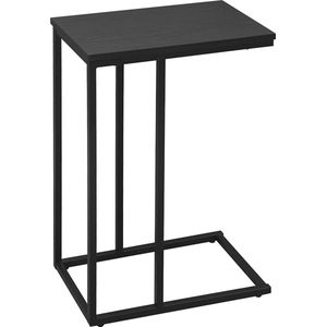 Furnibella - bijzettafel  salontafel salontafel sofatafel nachtkastje bedtafel laptoptafel, frame van metaal, tafelblad van hout, 45x25x63.5cm (BxDxH), zwart