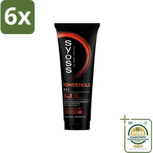 Syoss - Power Hold - Haargel - Extra Sterke Fixatie - 250 ml - Voordeelverpakking - 6 stuks - Langdurige styling - Haarproducten