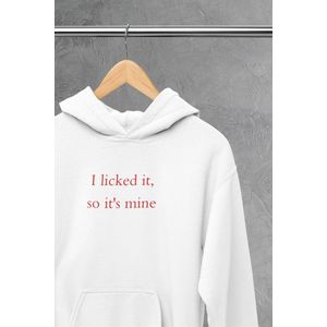 Hoodie - I licked it - Wurban Wear | Grappige hoodie | Leuk cadeau | Unisex hoodie | Meme | Meme kleding | Viespeuk | Grappige kleding | Grappige trui | Dubbelzinnige kleding | Wit & Zwart