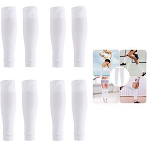 4-Paar Sportcompressie Beenbeschermers - Hardloop Fitness Beenbeschermers - Compressiesokken - Sport Antislip Beenbeschermers - Sport Beenbeschermers - Unisex - Lengte 37 cm - Geschikt voor hardlopen, touwtjespringen, voetbal, fietsen - Wit