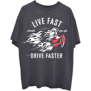 Disney 101 Dalmatians - Cruella Live Faster Unisex T-shirt - XL - Zwart
