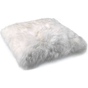 Kussen-handgemaakt XL Vloerkussen Schapenvacht & Lamsvacht Offwhite – Zachte Wol met Rits, 70x70 cm – Inclusief Binnen kussen – 100% Nederlands Merk