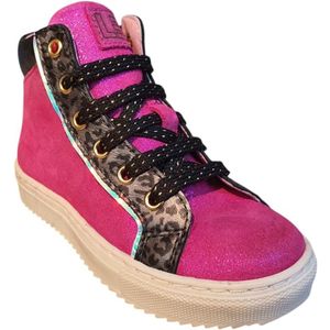 LEF - LF20252370 - Halfhoge Veterschoen - Fuchsia met Zwart - Leder