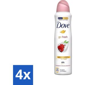 Dove - Deodorant - Go Fresh Granaatappel - Frisse en fruitige geur - 150 ml - Voordeelverpakking - 4 stuks