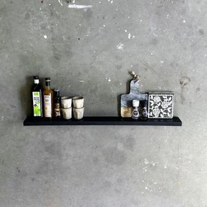 GoudmetHout - Zwevende wandplank - Blinde montage - eiken - 140 x 10 cm - zwart eiken - zwevende boekenplank - Incl. bevestiging