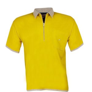 Heren Jaren 50 Vintage look polo shirt met korte rits in een Oker Gele kleur PSH5046P-A Maat XL