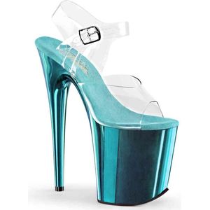 Pleaser - FLAMINGO-808 Sandaal met enkelband, Paaldans schoenen - Paaldans schoenen - 42 Shoes - Blauw/Transparant