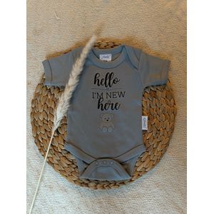 Romper - I’m new here - Grijsblauw - Maat 50/56 - 100% Katoen