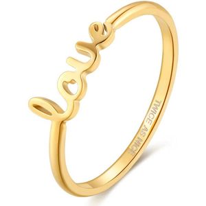 Twice As Nice Ring in goudkleurig edelstaal, love 56