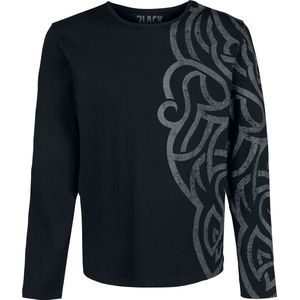 Black Premium by EMP Zwart shirt met lange mouwen en groot ornament - Heren - M