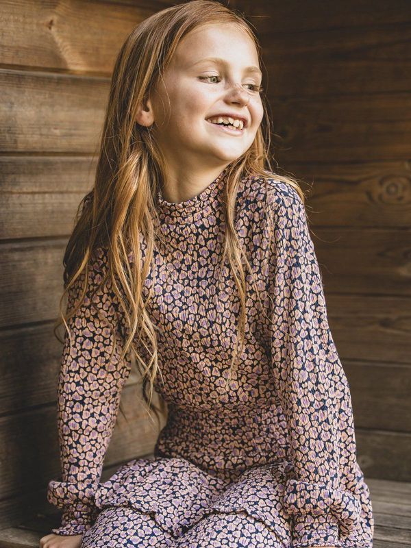 LOOXS Little 2601-7817-897 Meisjes Jurk - Maat 92 - lila dessin van 97% Cotton 2% Polyester 1%lycra