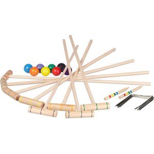 Relaxdays croquet spel - set - hout - voor 8 spelers - kinderen - volwassenen - met zak
