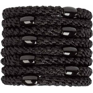 Set van 8 zwarte elastische haarbanden voor vrouwen en meisjes, geschikt voor dik haar, zonder beschadiging of kreukels, ideaal voor een stevige en comfortabele paardenstaart