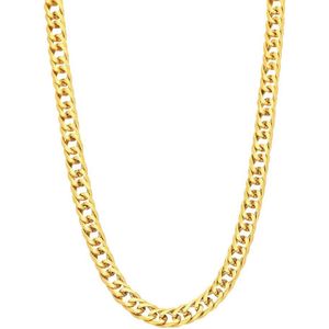 Lucardi Kinder Stalen goldplated ketting met gourmetschakel 6mm - Ketting - Staal - Goud - 45 cm