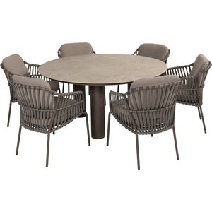 Arizona Capalbio dining tuinset 160xH75 cm rond 7 delig keramiek terre 4 Seasons Outdoor